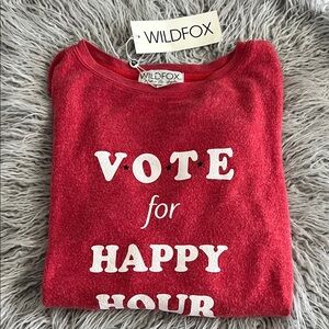 Wildfox Bright Red Graphic Pullover Small